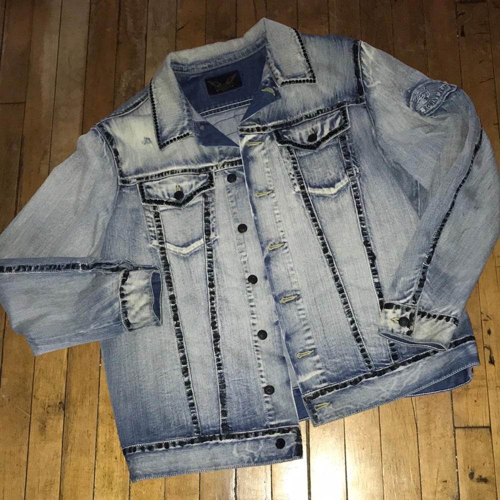 Robin's‎ Jean Light Blue Denim Jacket with Leather Patch